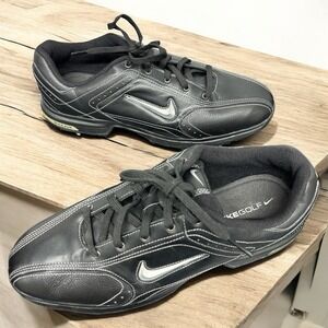 Nike AIR TOUR Classic Black Leather Golf Shoes • 336038-001 • Men Size 8.5 M